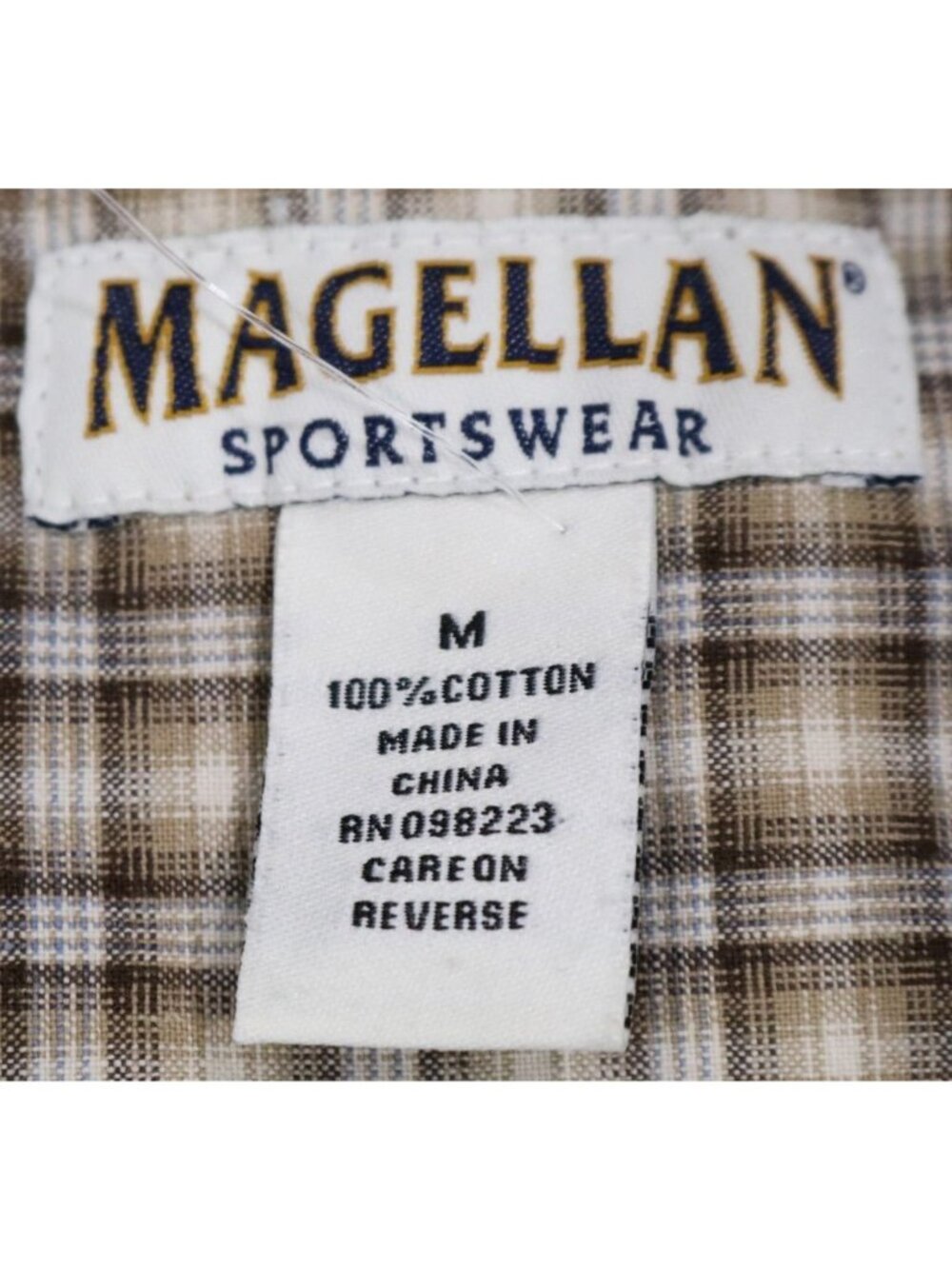 Magellan Sportswear Shirt Mens M Grunge Brown Cabincore Plaid Button Down VTG - Picture 11 of 12